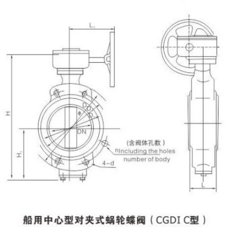 船用中心型對夾式蝶閥(圖1)